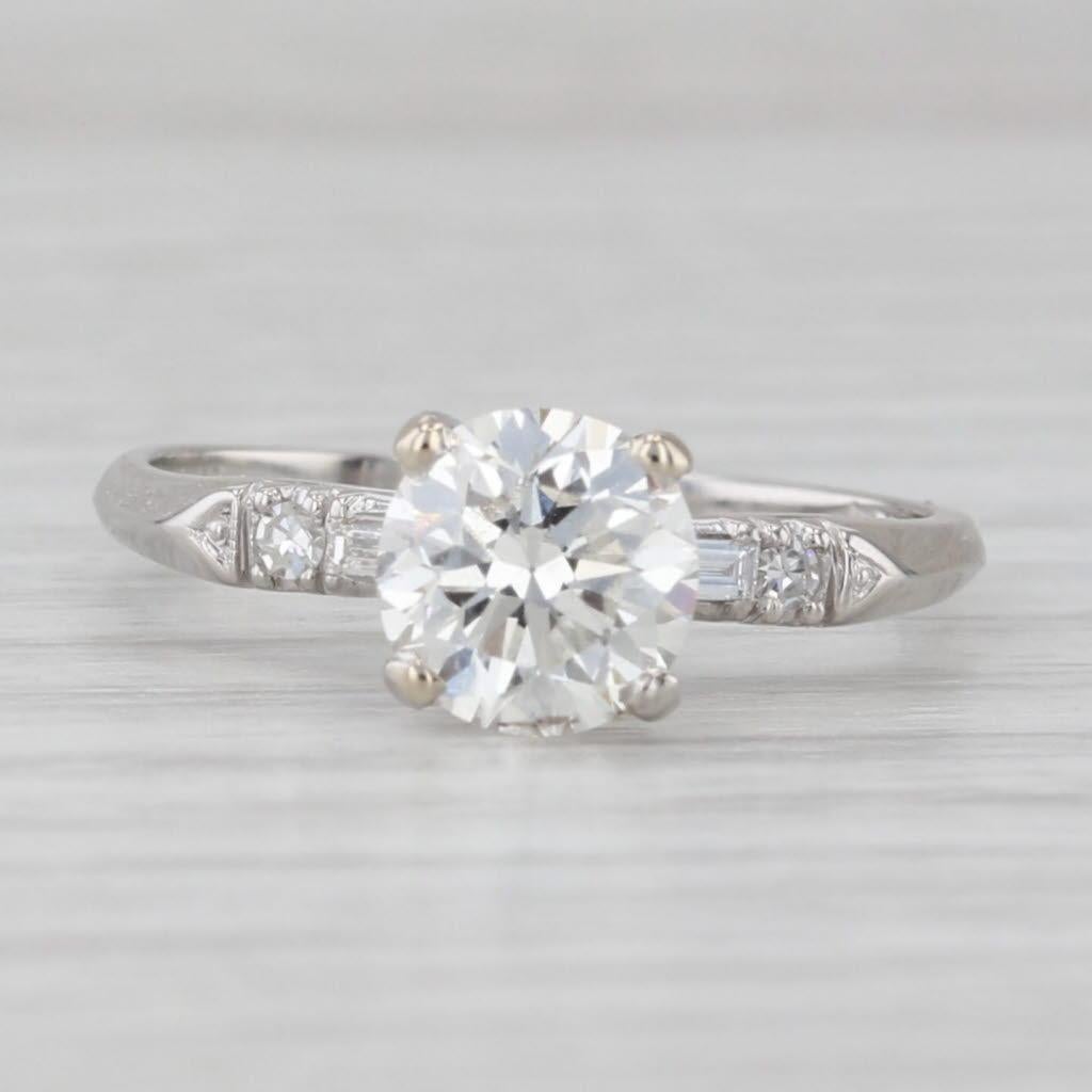 1.52ctw Round Diamond Engagement Ring Platinum Size 7.25 GIA Bon état - En vente à McLeansville, NC