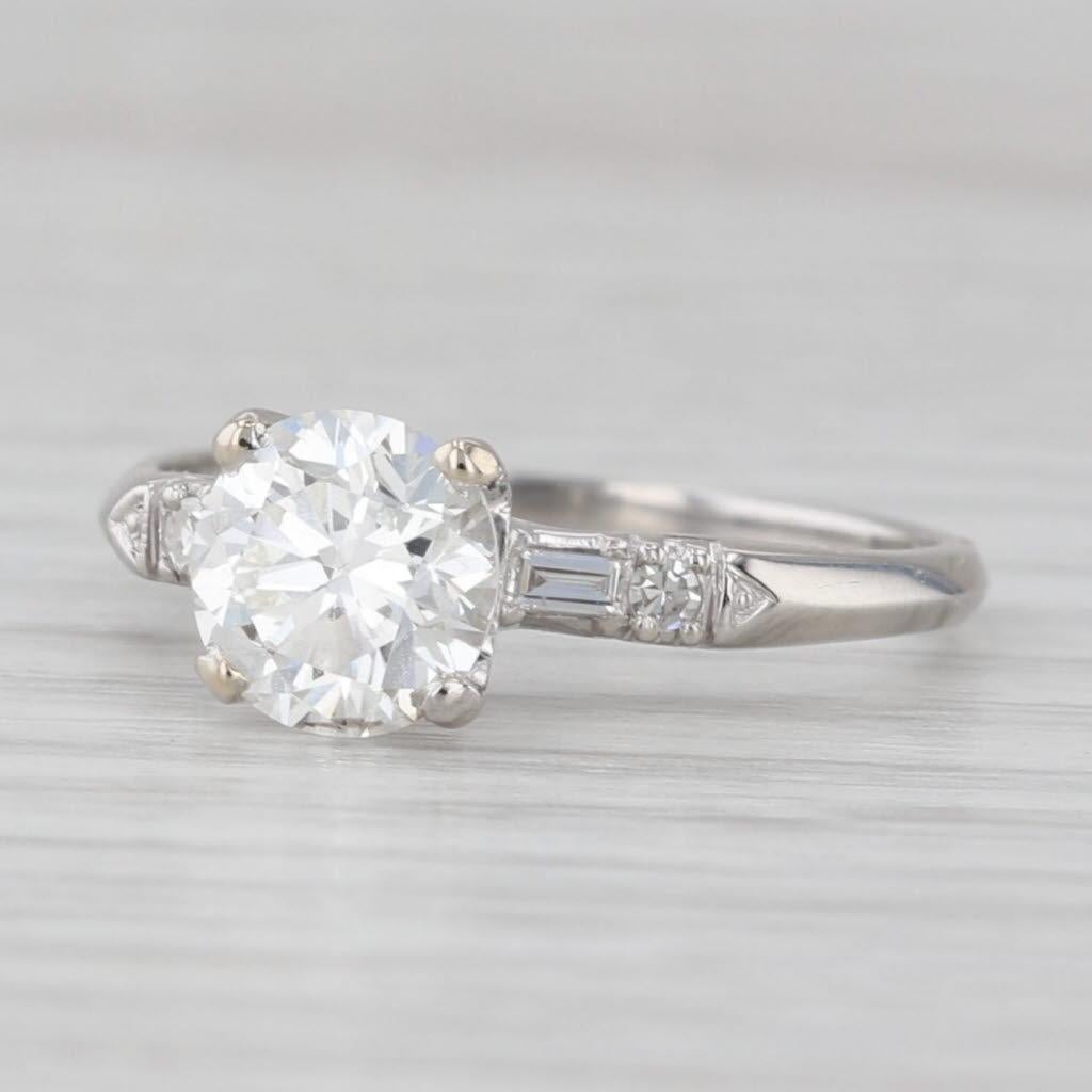 1.52ctw Round Diamond Engagement Ring Platinum Size 7.25 GIA en vente 1