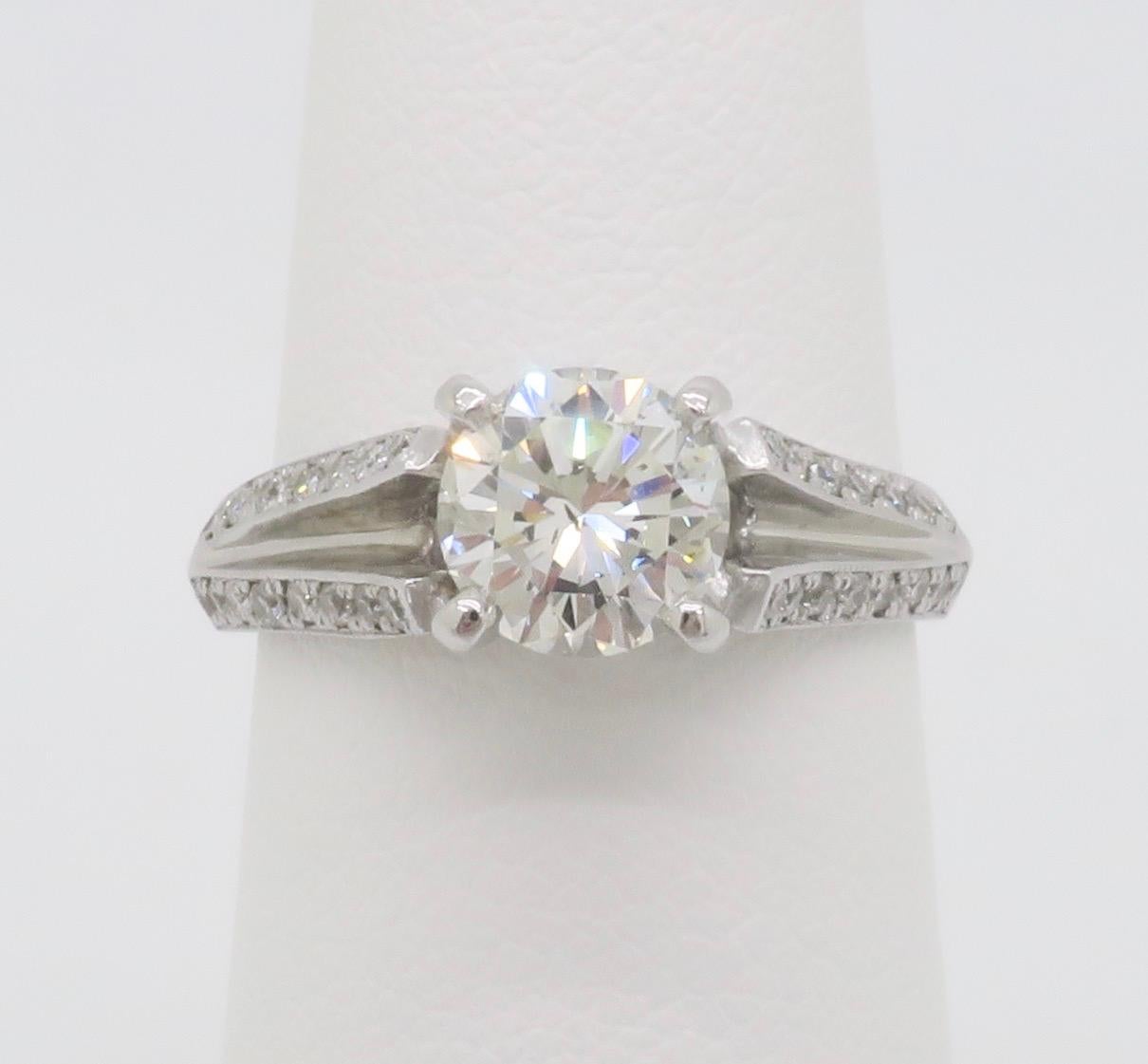 Round Cut 1.52CTW Split Shank Style Diamond Ring  For Sale