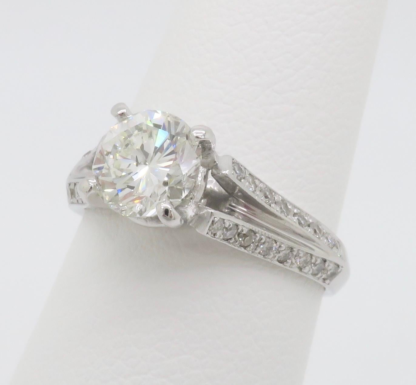 1.52CTW Split Shank Style Diamond Ring  In Excellent Condition For Sale In Webster, NY