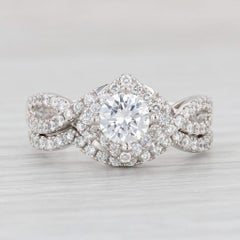 1.52ctw VS2 Leo Diamond Engagement Ring Wedding Band Set 14k Gold Round Halo GIA