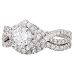 1.52ctw VS2 Leo Diamond Engagement Ring Wedding Band Set 14k Gold Round Halo GIA
