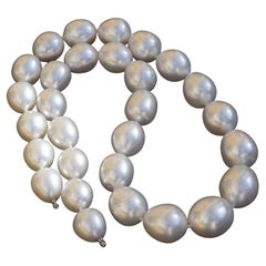 15 to 12 mm AAA+ South Sea Pearl Necklace Fine White Color Great Quality Luster