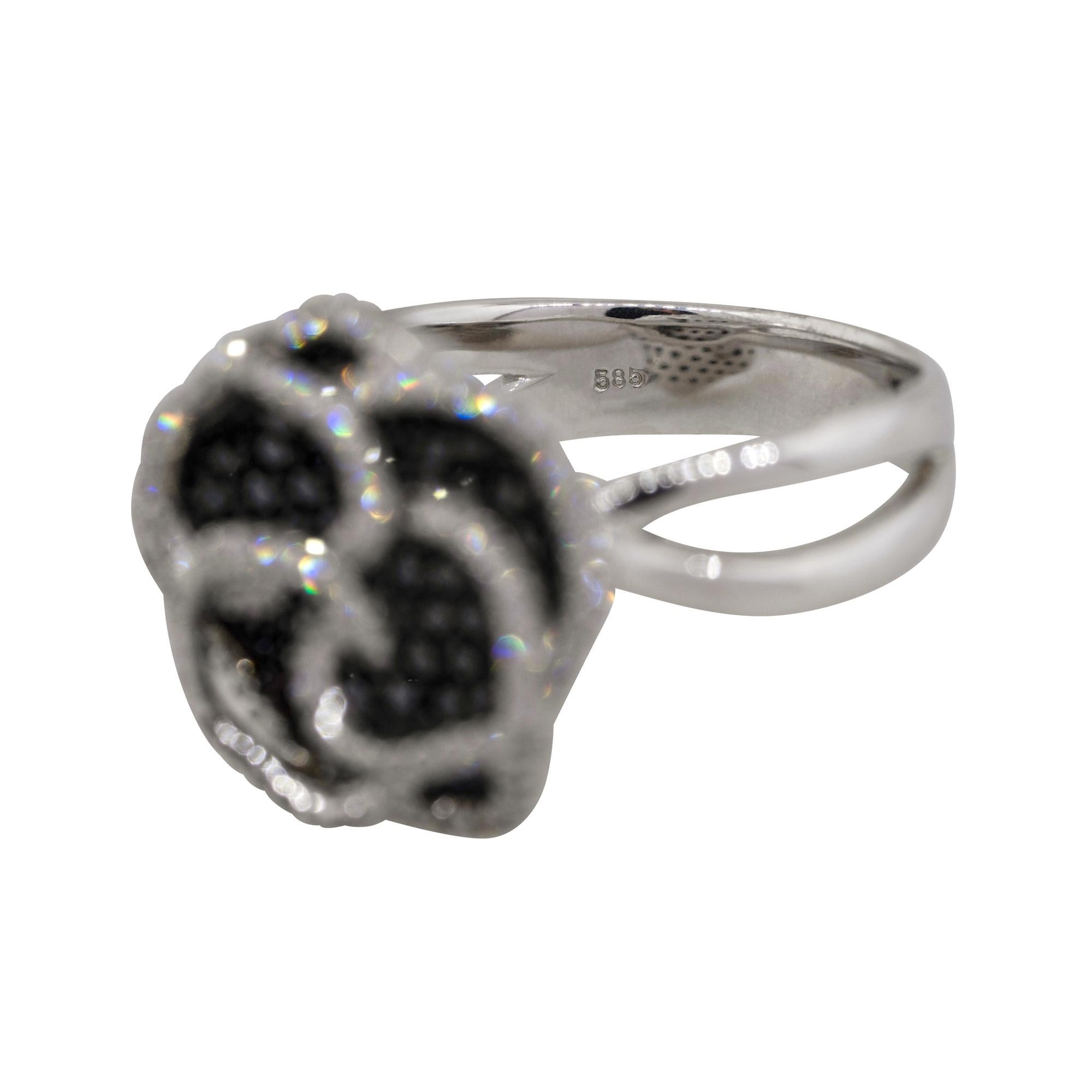 1.53 Carat Black and White Diamond Rose Ring 14 Karat in Stock In New Condition In Boca Raton, FL