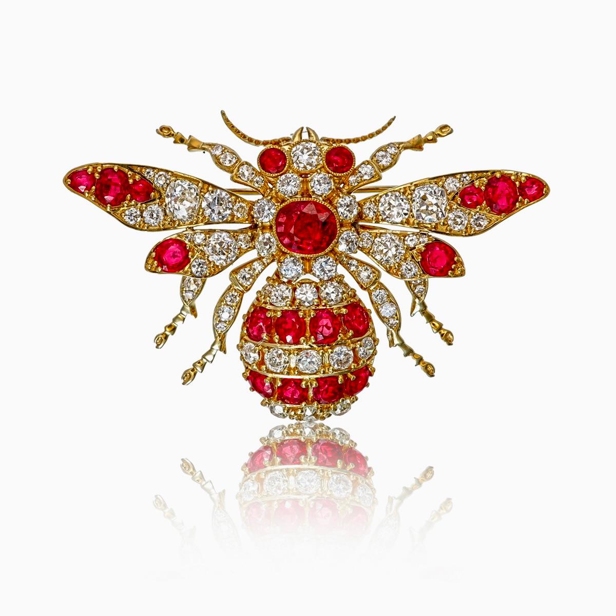 A brand new ruby and diamond brooch designed by Rewa jewels made in 18 karat white gold.

- At the heart of the design lies a natural ruby weighing approximately 1.53 carats.It is a Burmese ruby without any  heat treatment. It can also be considered
