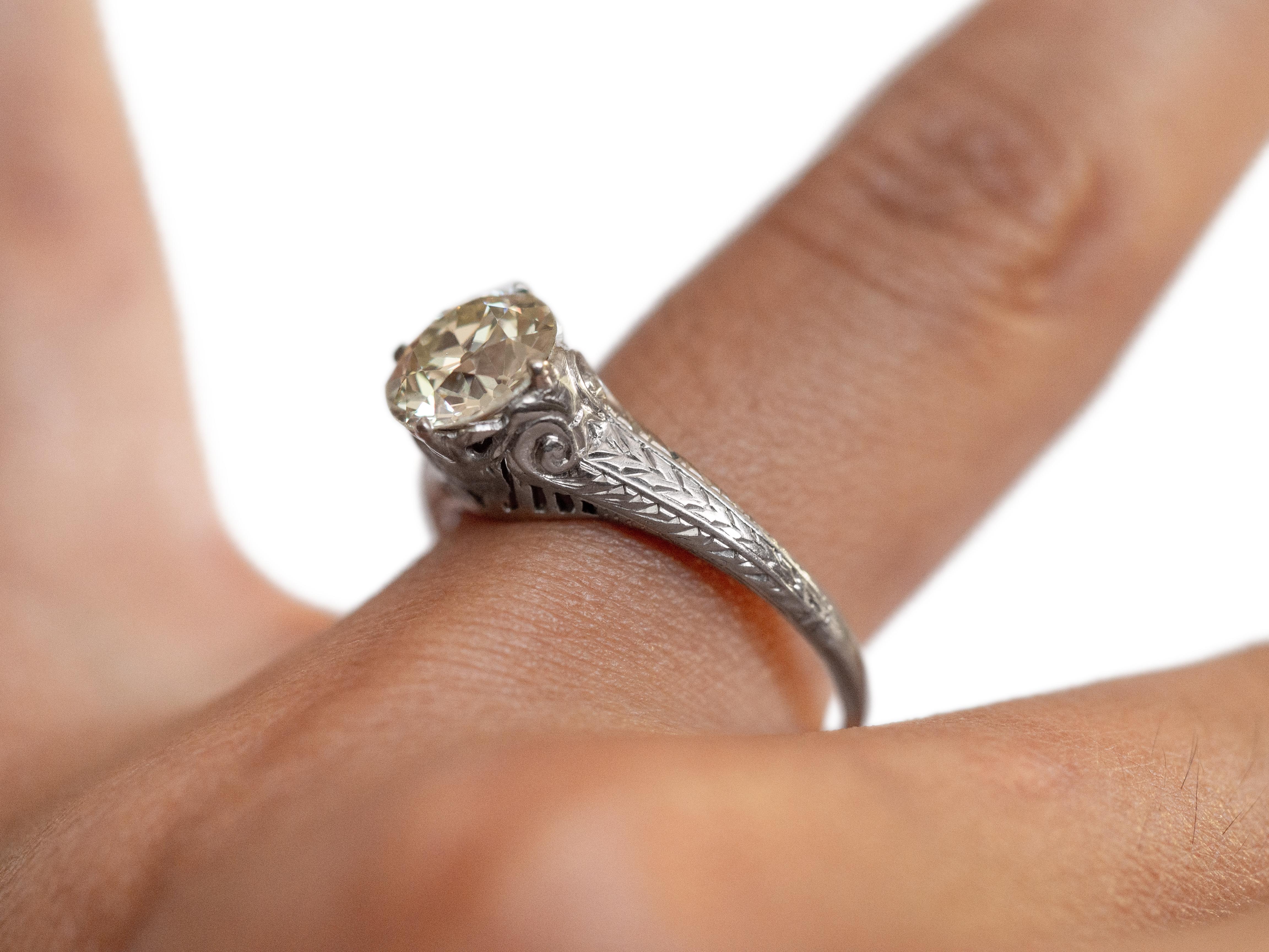 1.53 Carat Diamond Platinum Engagement Ring In Good Condition For Sale In Atlanta, GA