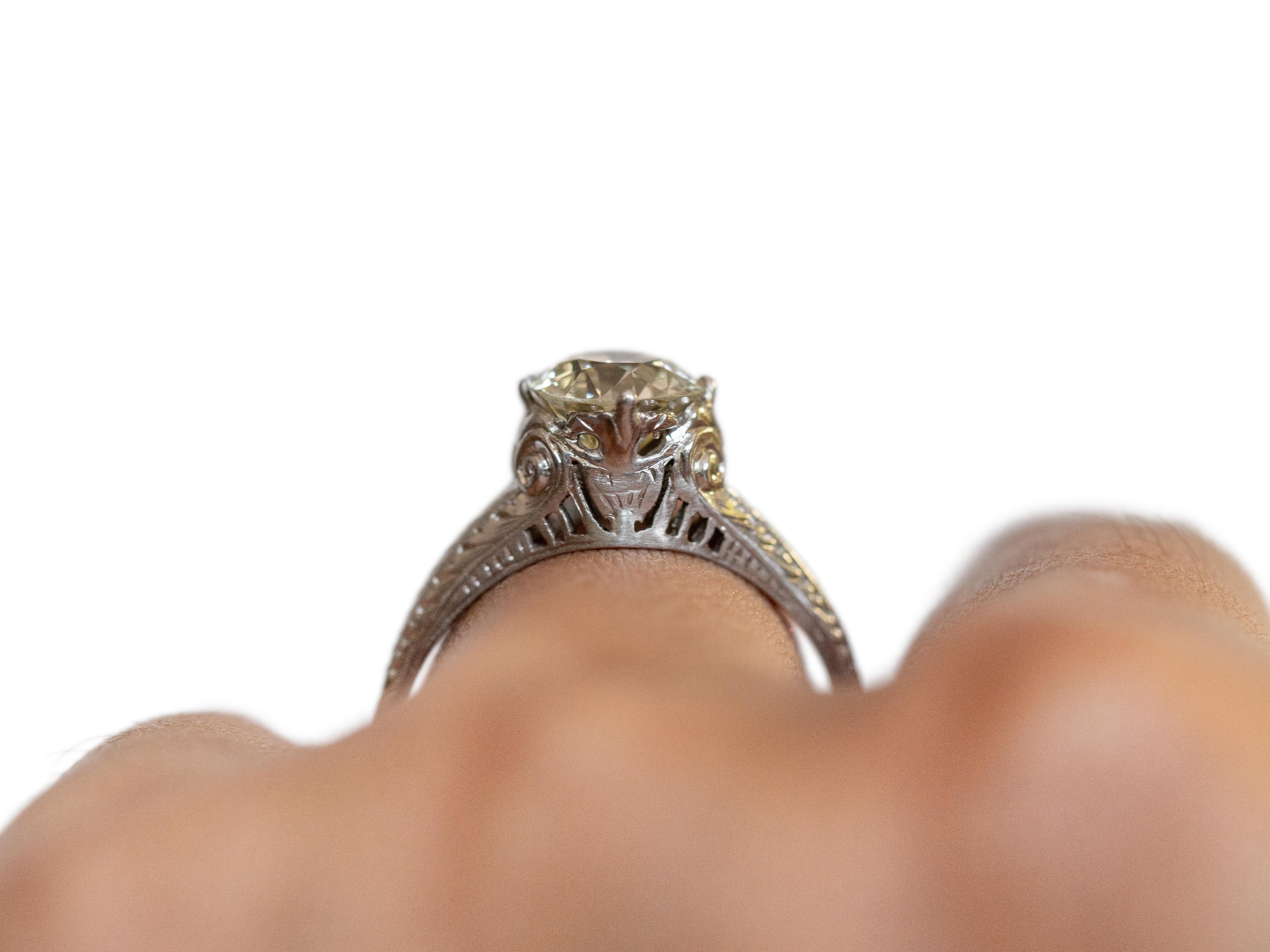 Women's or Men's 1.53 Carat Diamond Platinum Engagement Ring For Sale
