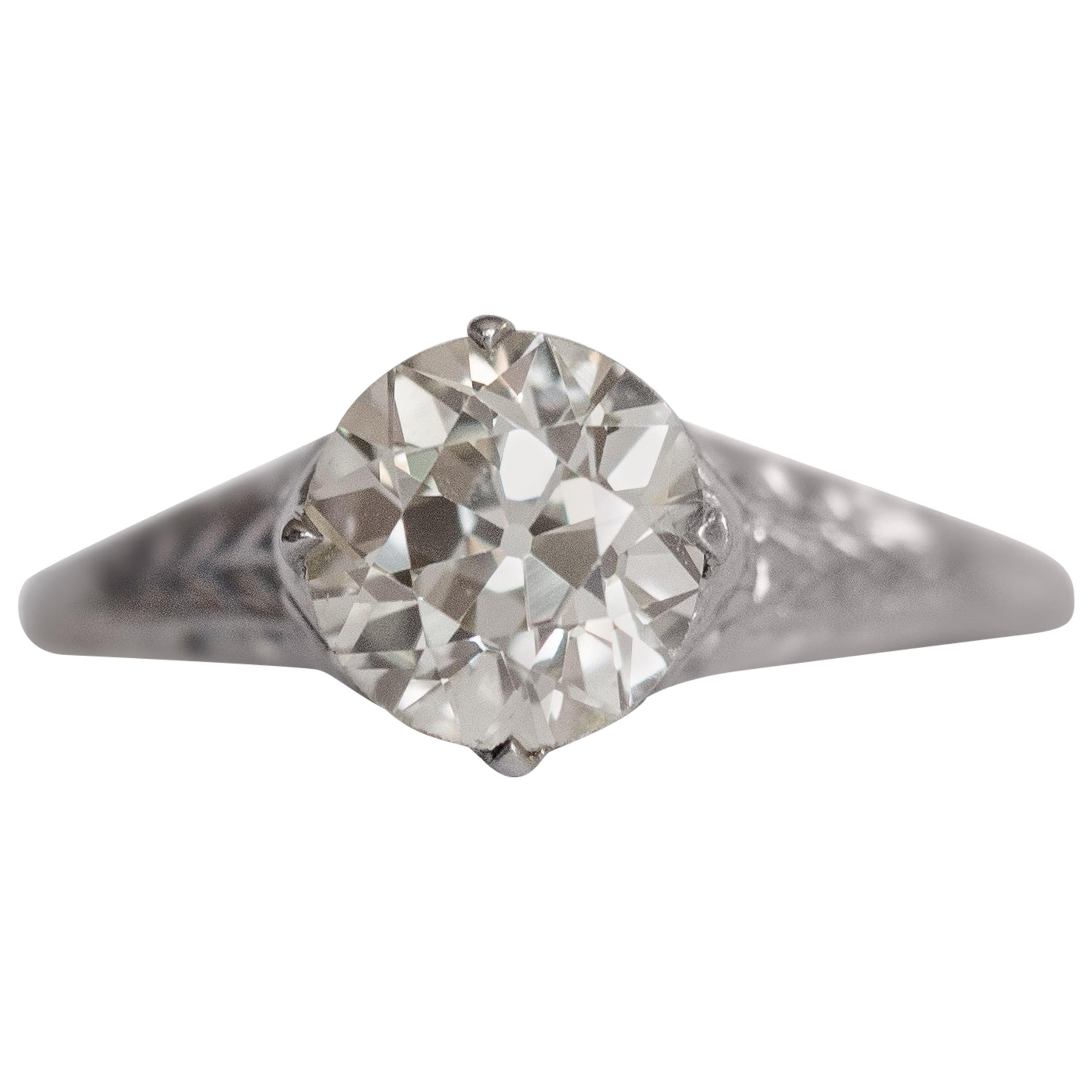 Bague de fiançailles en platine avec diamant de 1,53 carat en vente