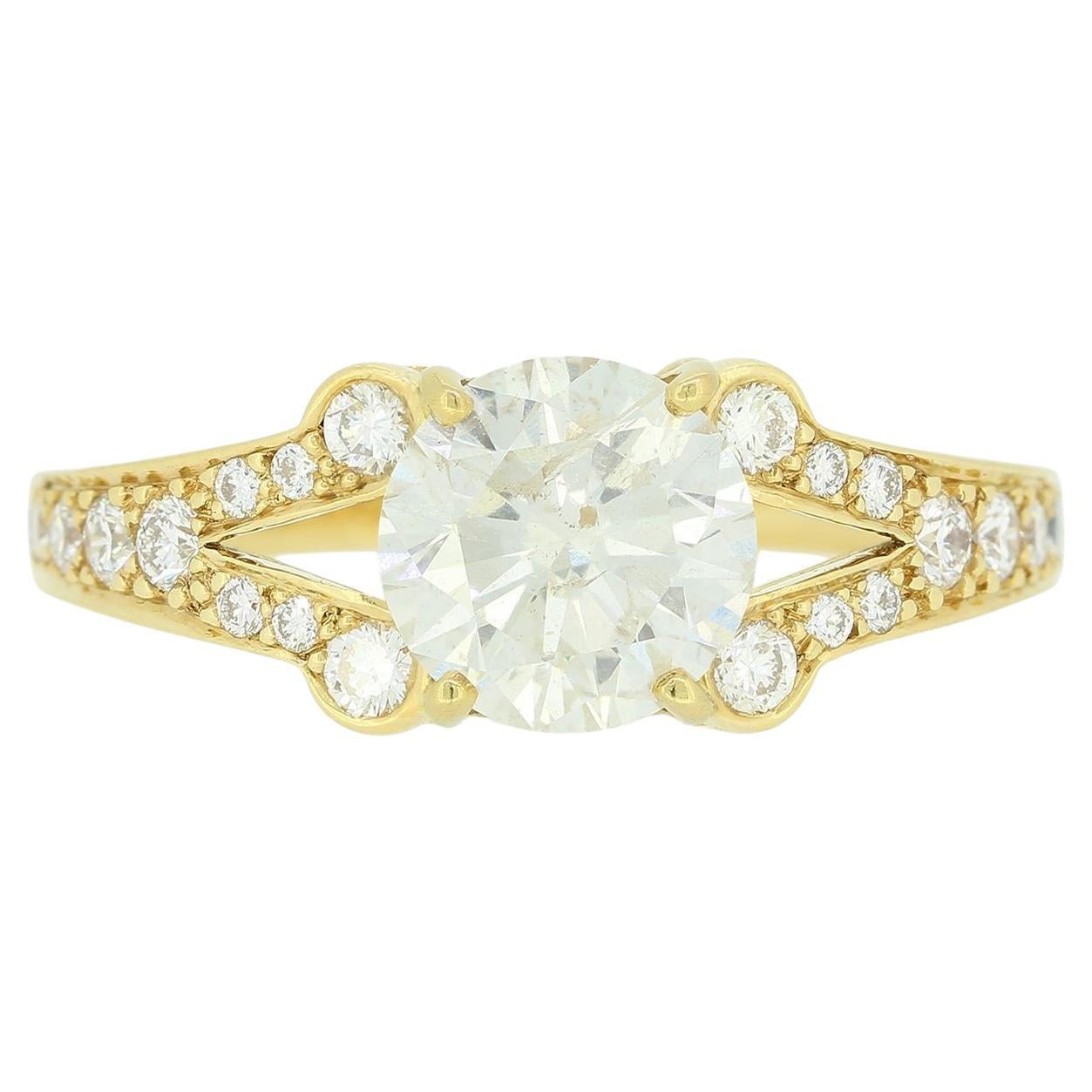 1.53 Carat Diamond Split Shoulders Solitaire Ring