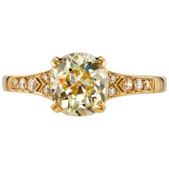 1.53 Carat GIA Certified Vintage Cushion Cut Diamond Engagement Ring