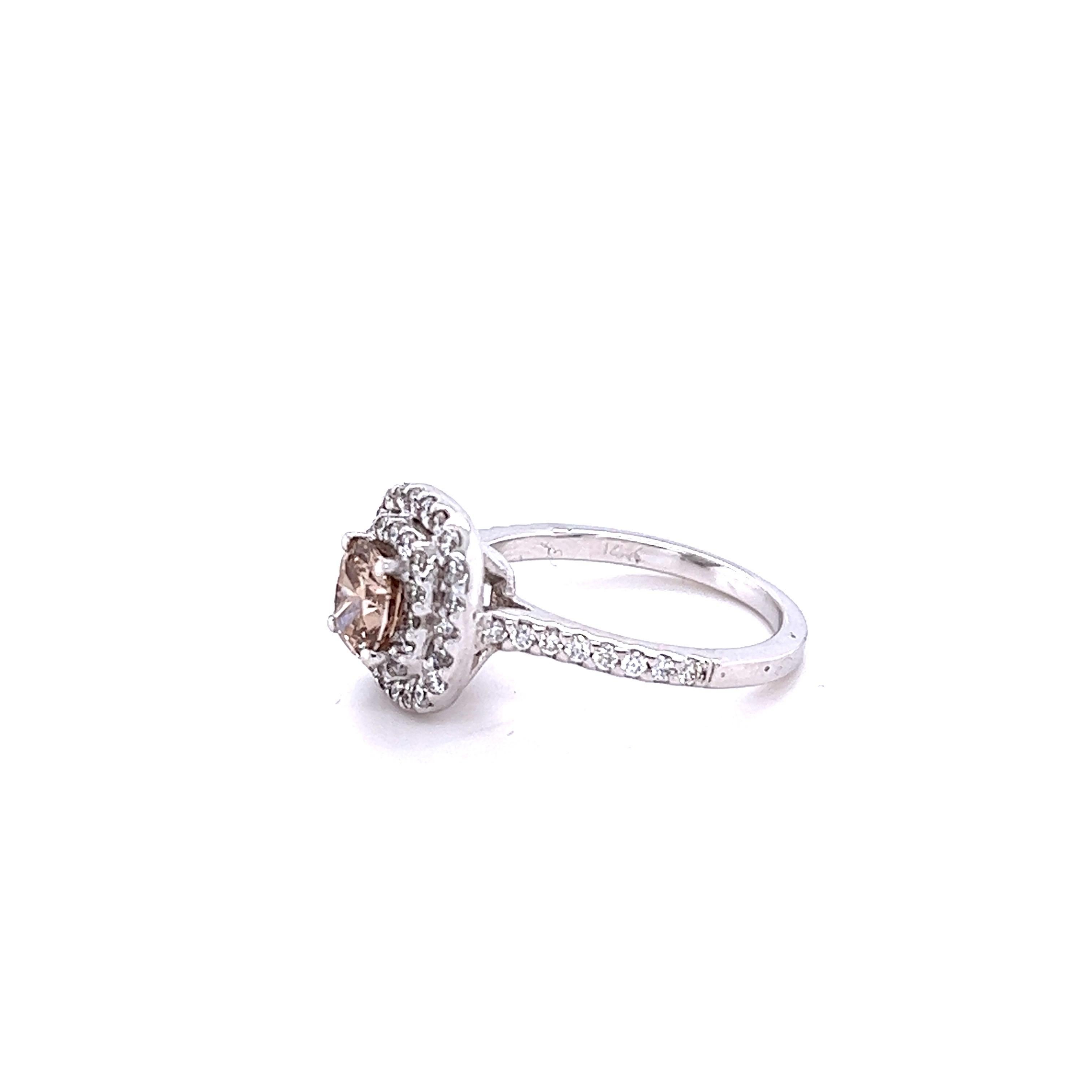 Contemporary 1.53 Carat Natural Champagne Brown Diamond White Gold Engagement Ring For Sale