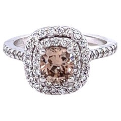 Bague de fiançailles en or blanc avec diamant naturel de 1,53 carat Champagne Brown