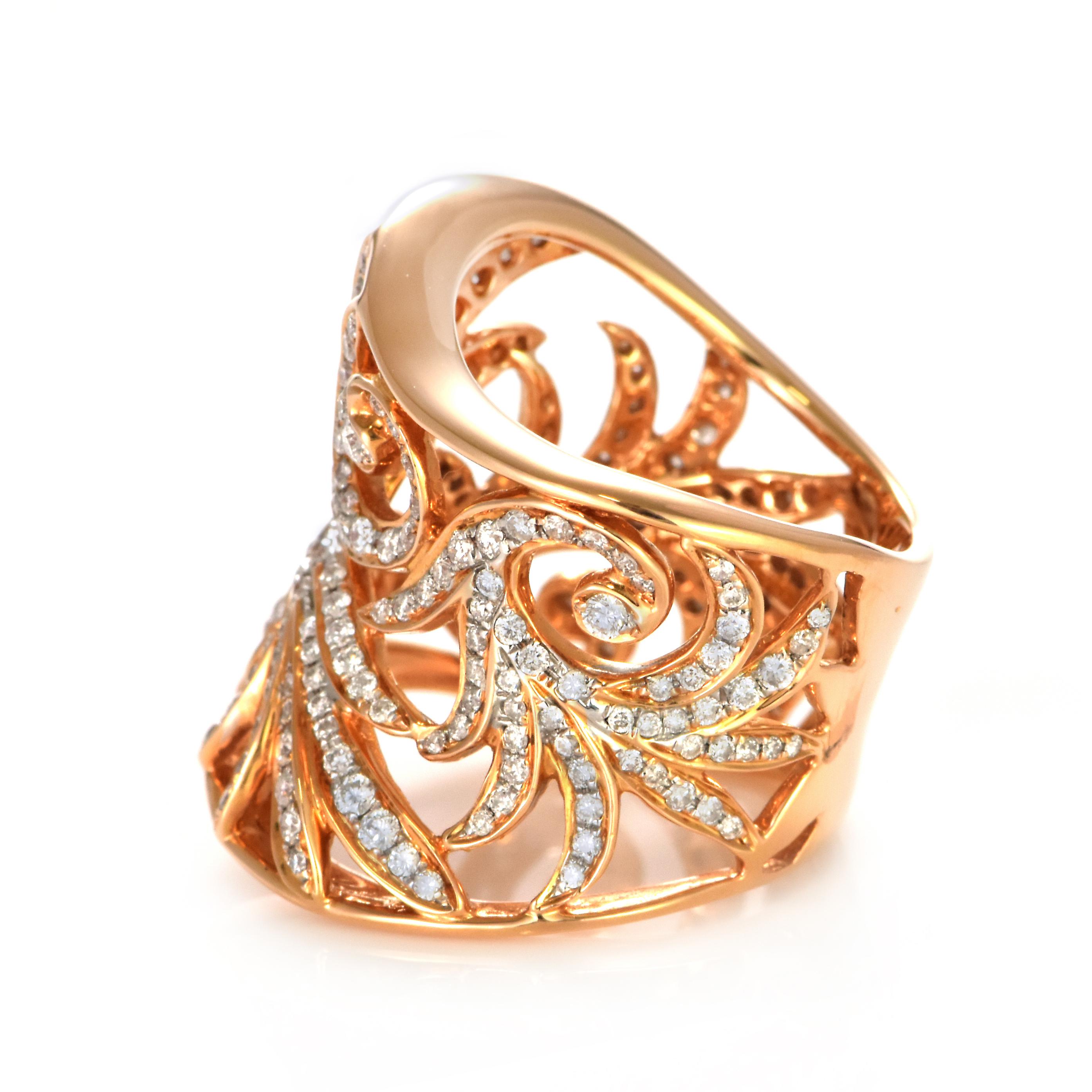 1.53 Carat Natural Diamonds Cocktail-Cluster Ring Made in 18 Karat Pink Gold For Sale 4