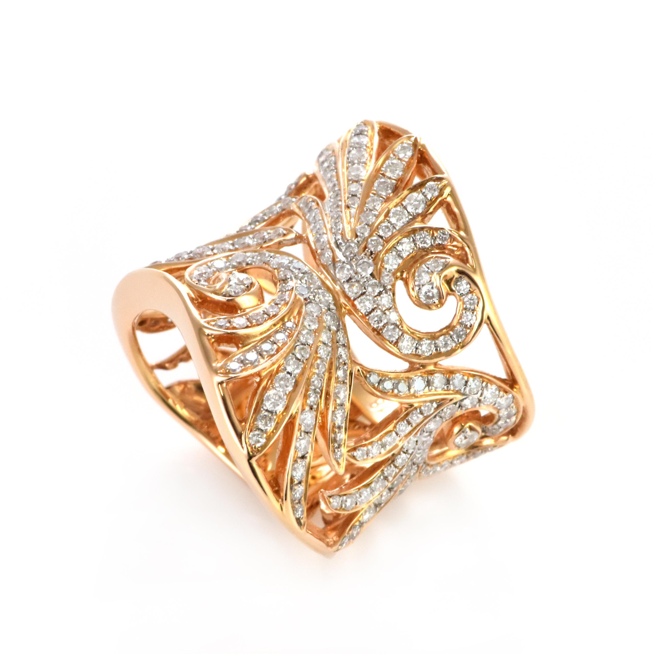 1.53 Carat Natural Diamonds Cocktail-Cluster Ring Made in 18 Karat Pink Gold For Sale 6