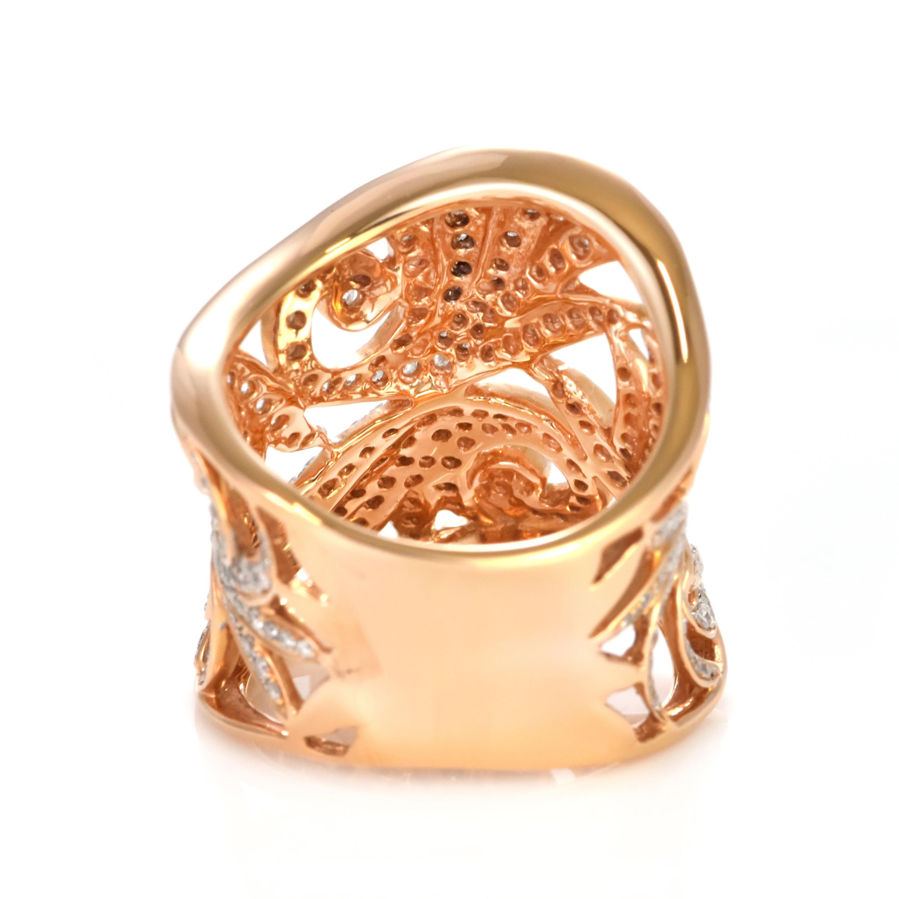 1.53 Carat Natural Diamonds Cocktail-Cluster Ring Made in 18 Karat Pink Gold For Sale 7