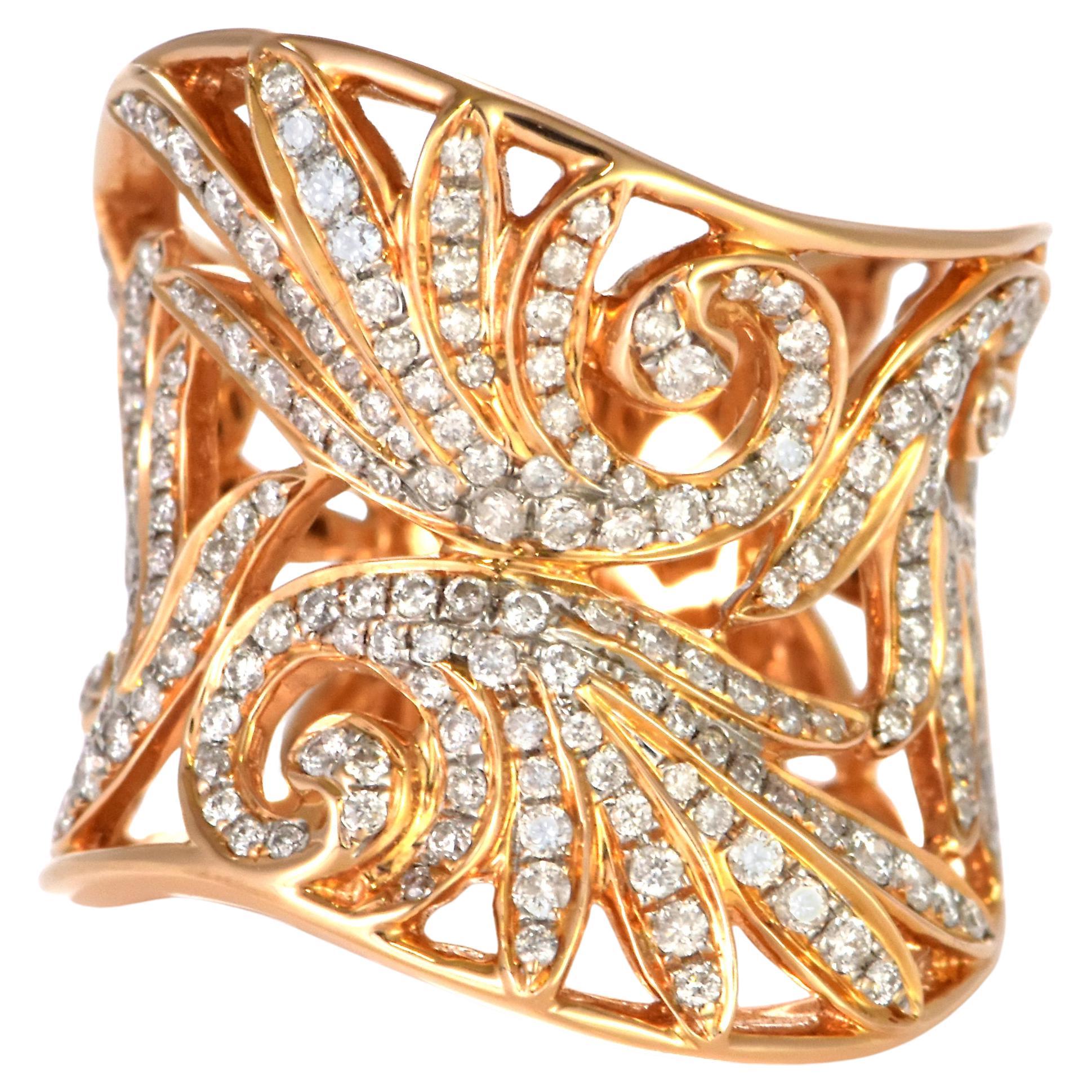 Anillo Cóctel-Clúster de Diamantes Naturales de 1,53 Quilates en Oro Rosa de 18 Kilates