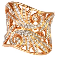 Anillo Cóctel-Clúster de Diamantes Naturales de 1,53 Quilates en Oro Rosa de 18 Kilates