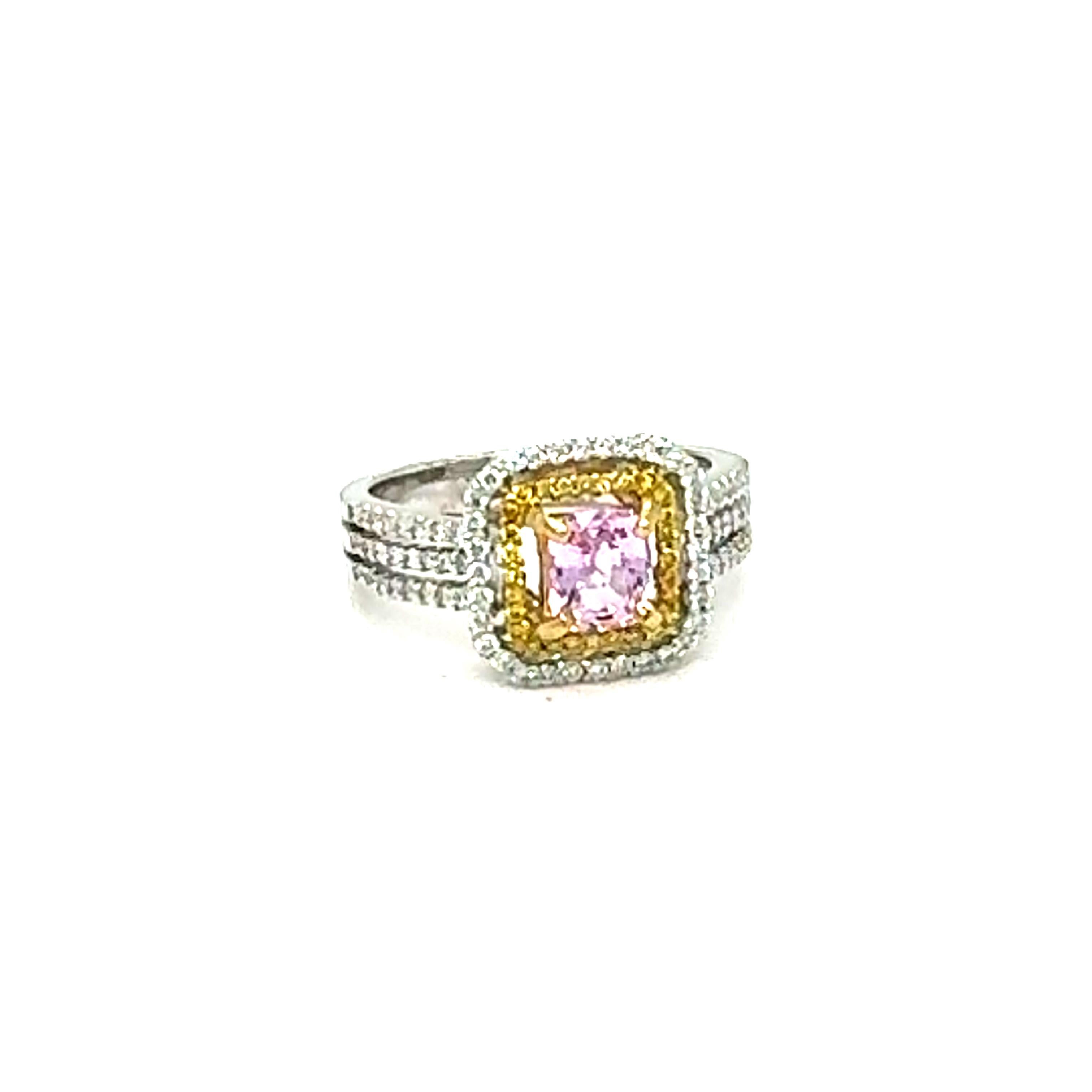Modern 1.53 Carat Natural Unheated Pink Sapphire and Diamond Engagement Ring For Sale
