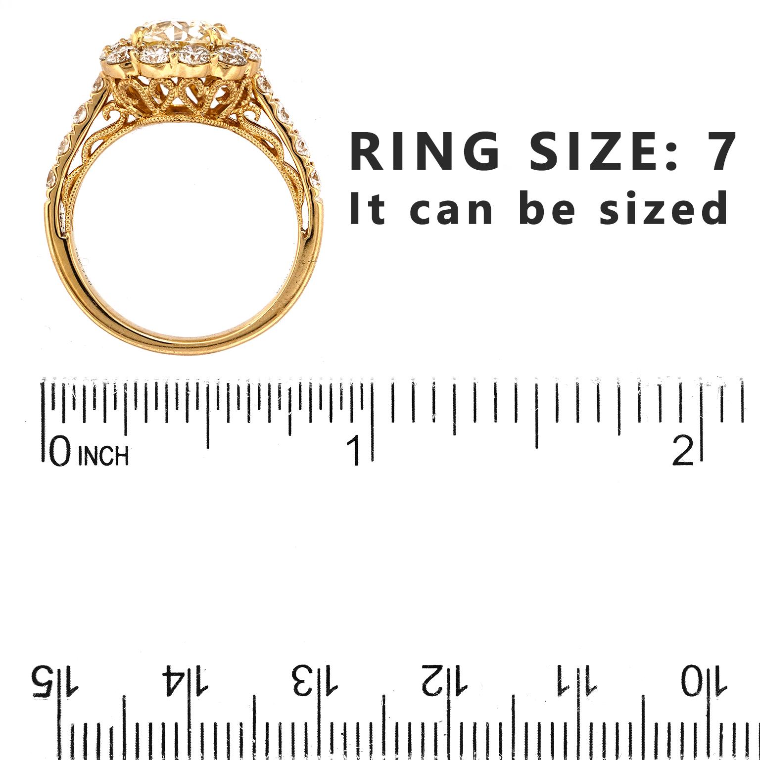 1.53 carat Old European Cut Diamond Ring For Sale 2