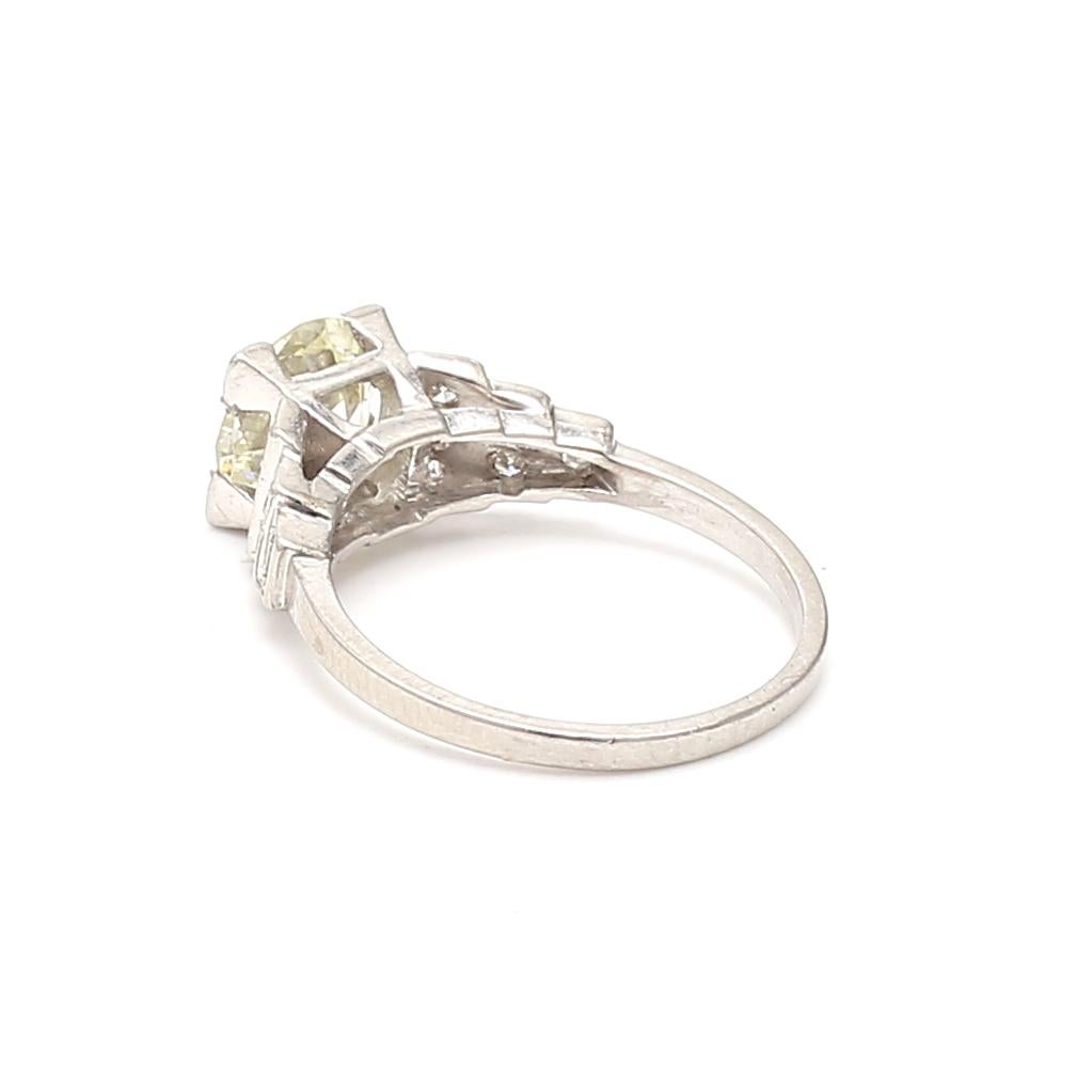 Anillo de compromiso en platino con diamantes talla europea antigua O VS2 de 1,53 quilates en venta 2