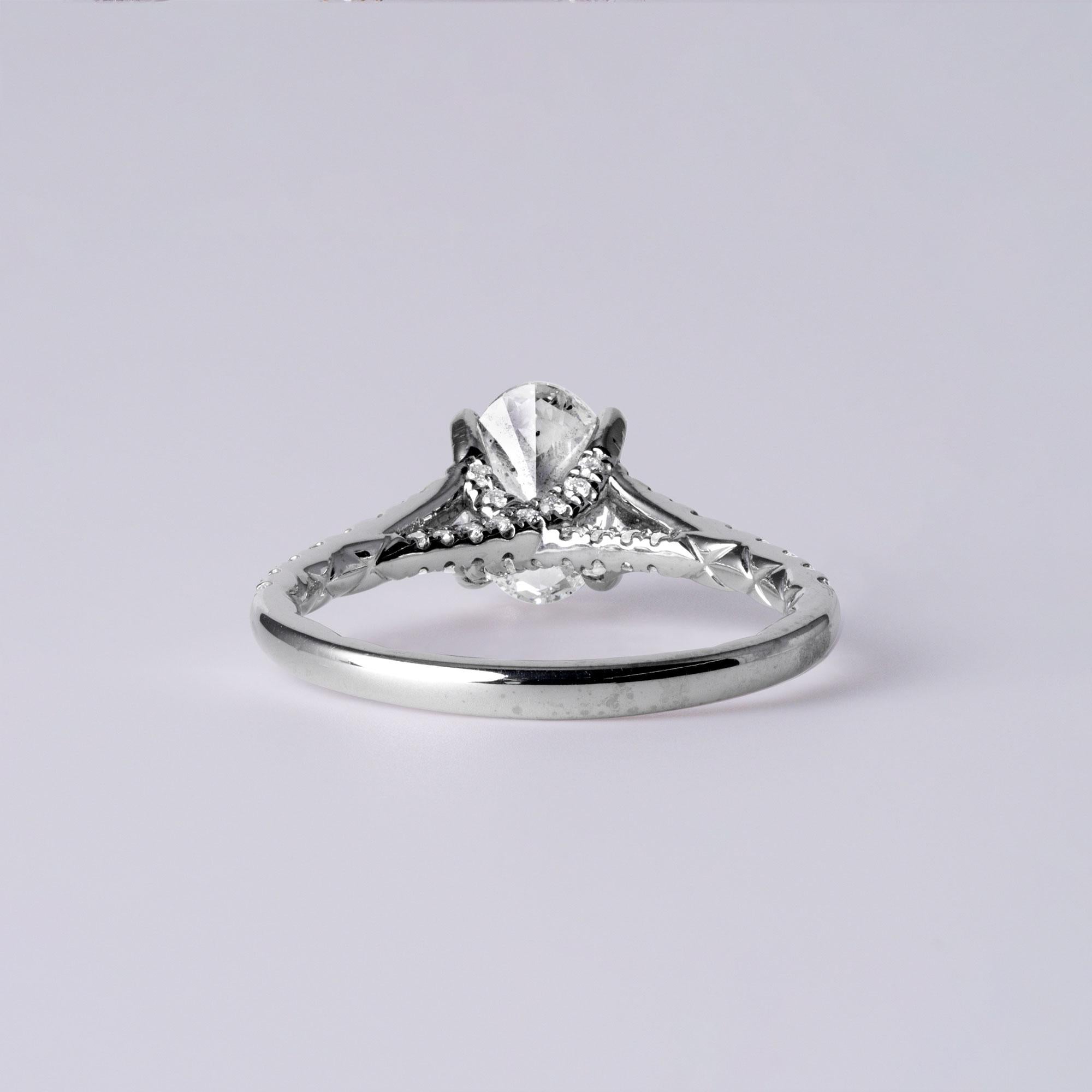 1.53 Carat Oval Cut Diamond Engagement Ring – A. Jaffe Design, 14K White Gold For Sale 6
