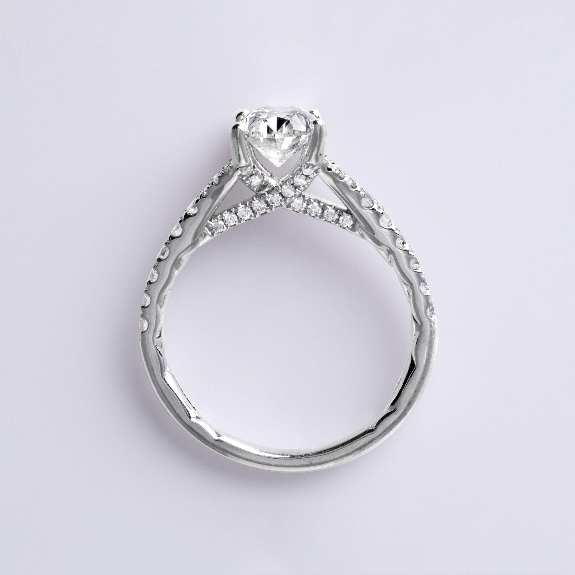 1.53 Carat Oval Cut Diamond Engagement Ring – A. Jaffe Design, 14K White Gold In Excellent Condition For Sale In Los Angeles, CA