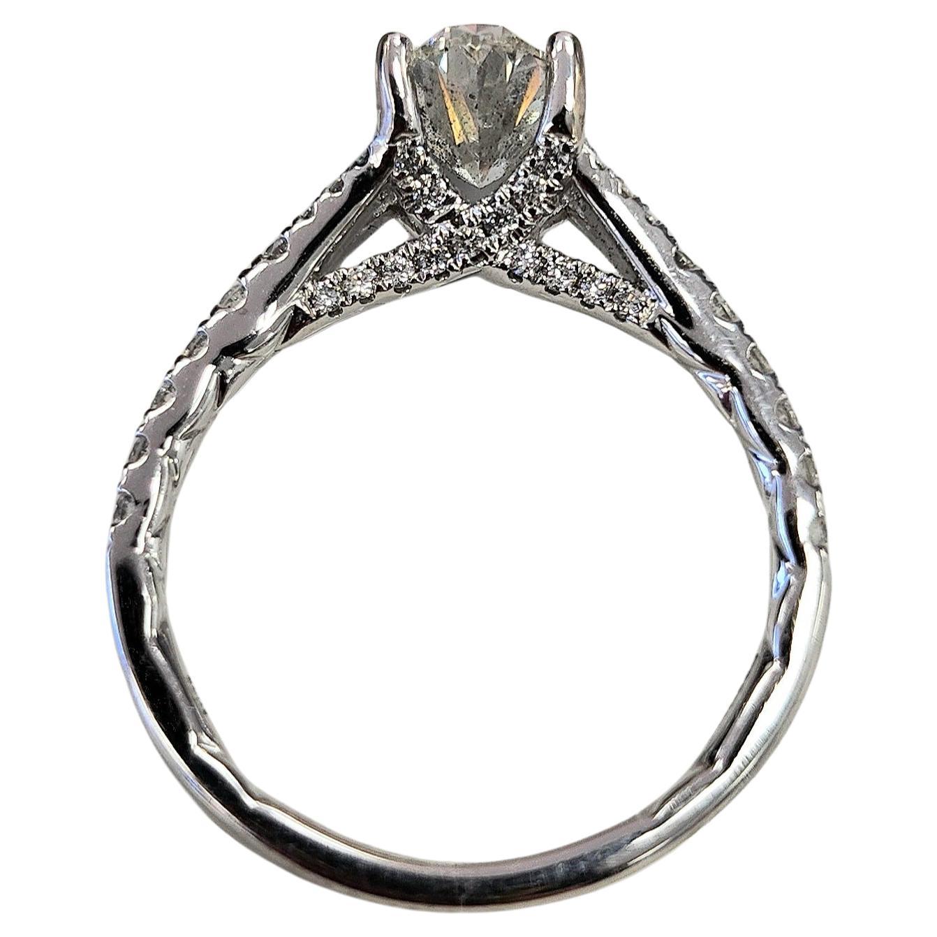 1.53 Carat Oval Cut Diamond Engagement Ring – A. Jaffe Design, 14K White Gold For Sale 2