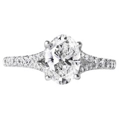Bague de fiançailles à diamant ovale de 1,53 carat - A. Jaffe Design, or blanc 14 carats