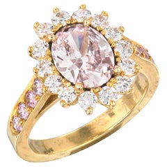 1.53 Carat Oval Statement Fancy Pink White Gold Rare Fancy-Color Diamond Ring