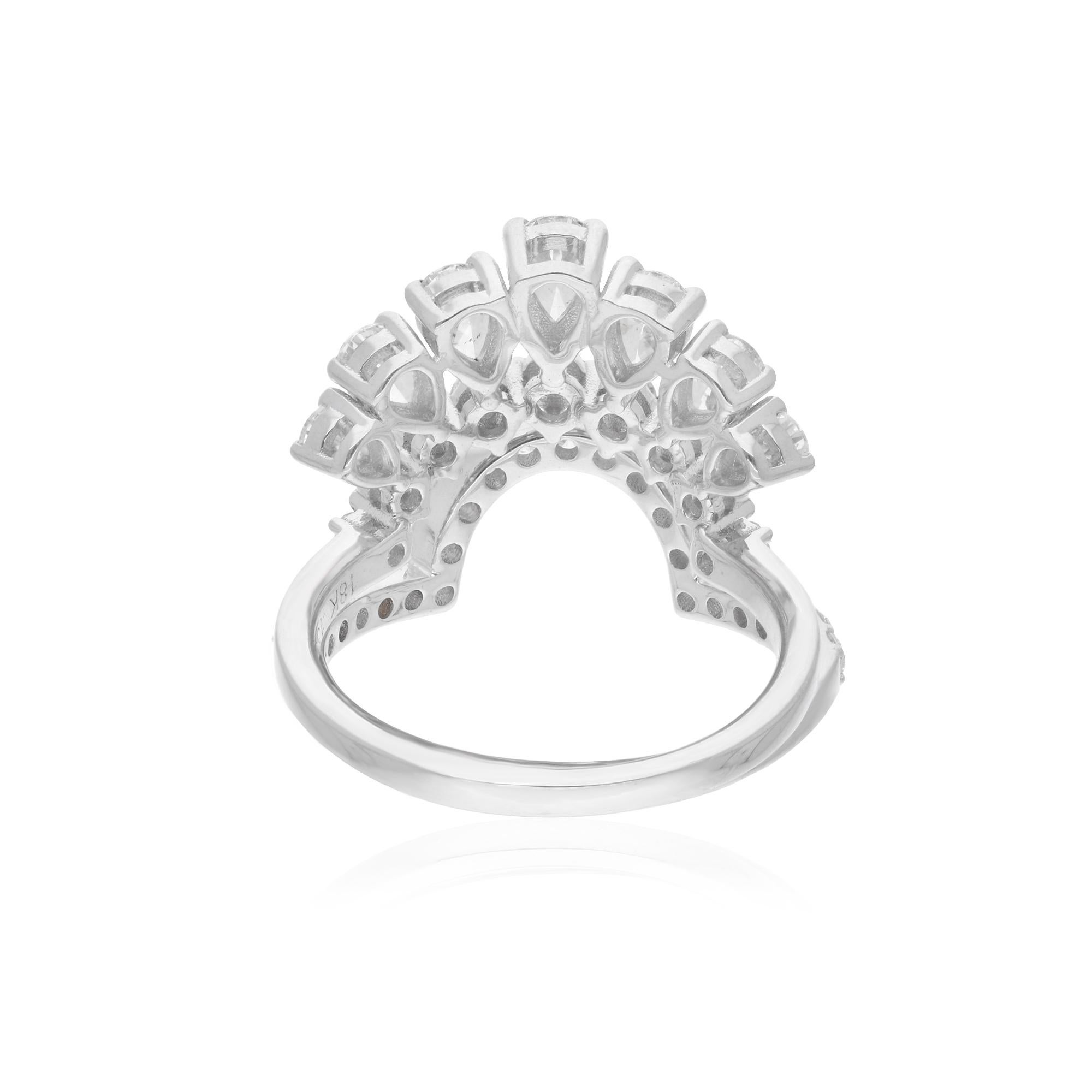 Modern 1.53 Carat Pear & Round Diamond Stackable Ring Set 18 Karat White Gold Jewelry For Sale