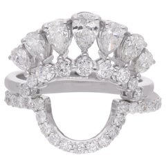 1.53 Carat Pear & Round Diamond Stackable Ring Set 18 Karat White Gold Jewelry