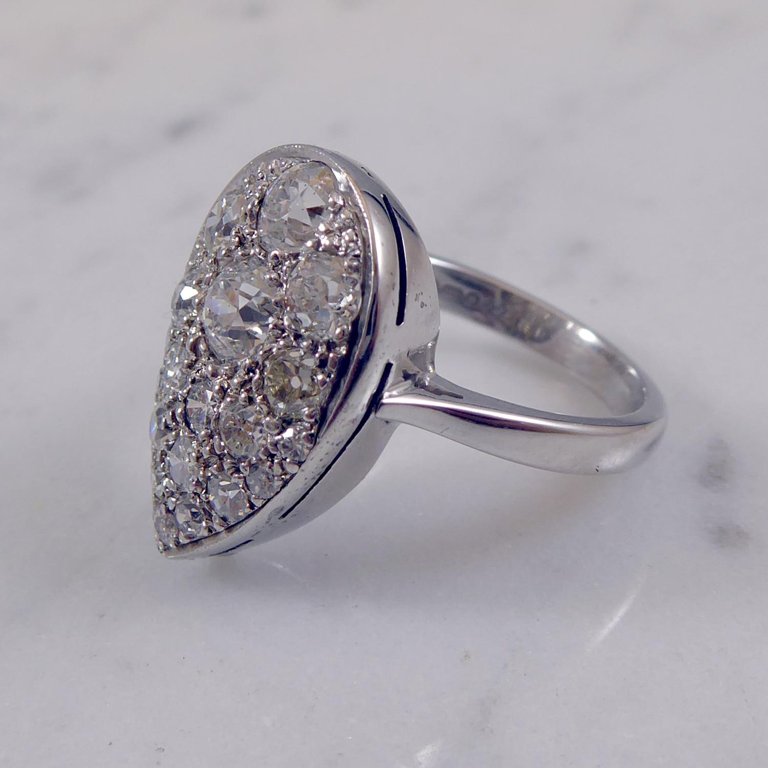 pear shaped cluster diamond ring