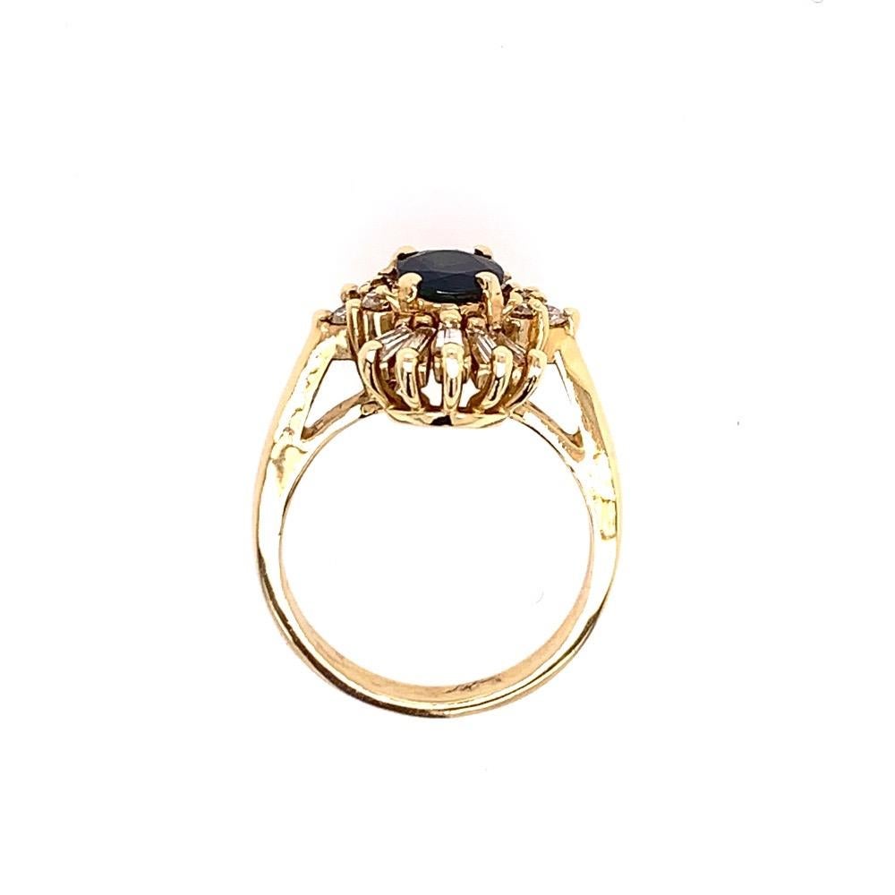1.53 Carat Retro Gold Ring Natural Oval Deep Blue Sapphire & Diamond, circa 1980 In Good Condition For Sale In Los Angeles, CA
