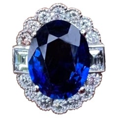 1.53 Carat Royal Blue Ceylon Sapphire Ring with Halo Diamonds in 18K Gold
