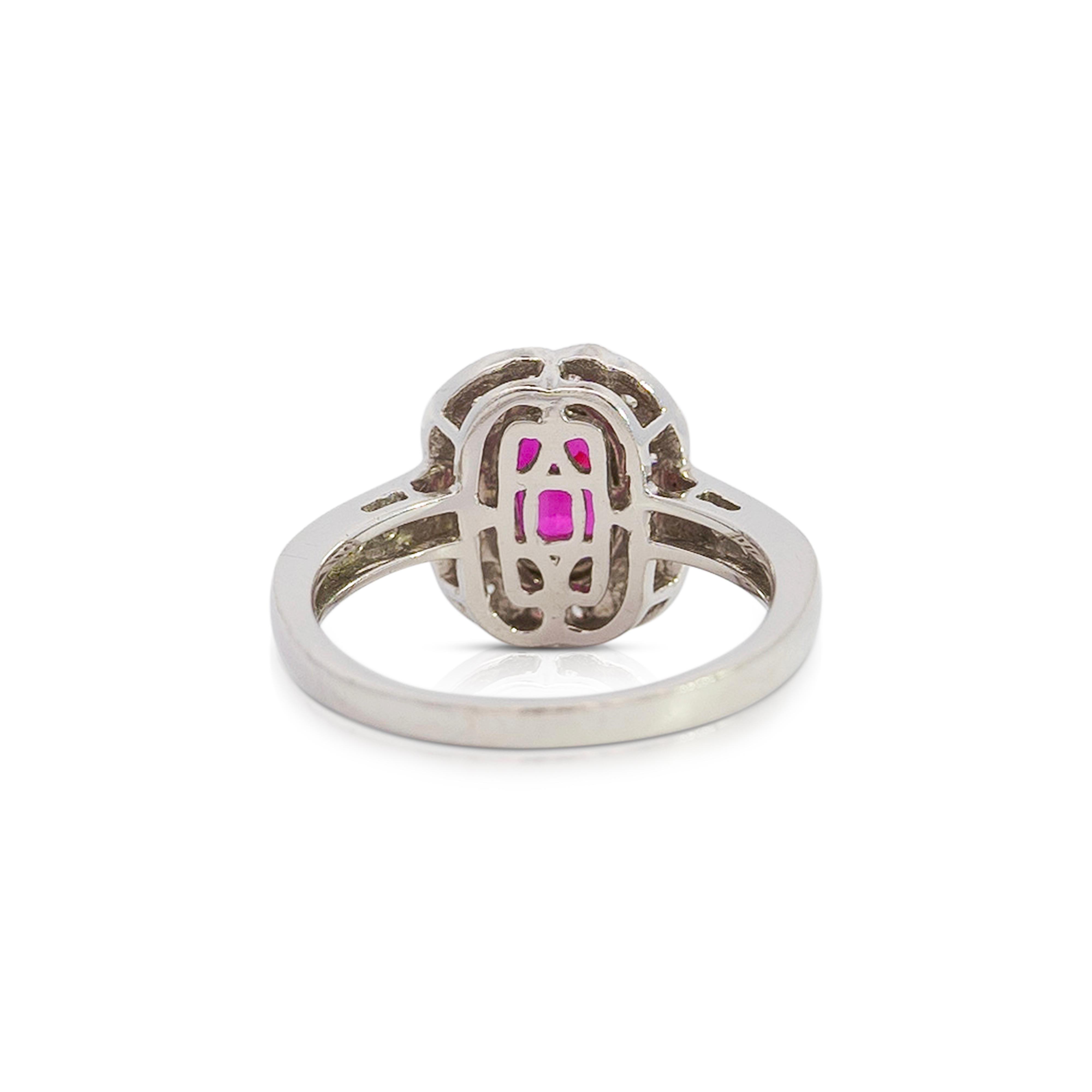 Oval Cut 1.53 Carat Ruby and Diamond Platinum Vintage Ring For Sale