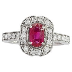 1.53 Carat Ruby and Diamond Platinum Vintage Ring