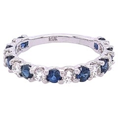 1.53 Carat Sapphire Diamond 14 Karat White Gold Band