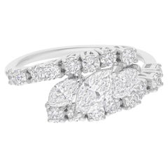 1.53 Carat SI Clarity HI Color Diamond Cluster Wedding Ring 18 Karat White Gold