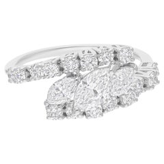 1.53 Carat SI Clarity HI Color Marquise Round Diamond Ring 14 Karat White Gold