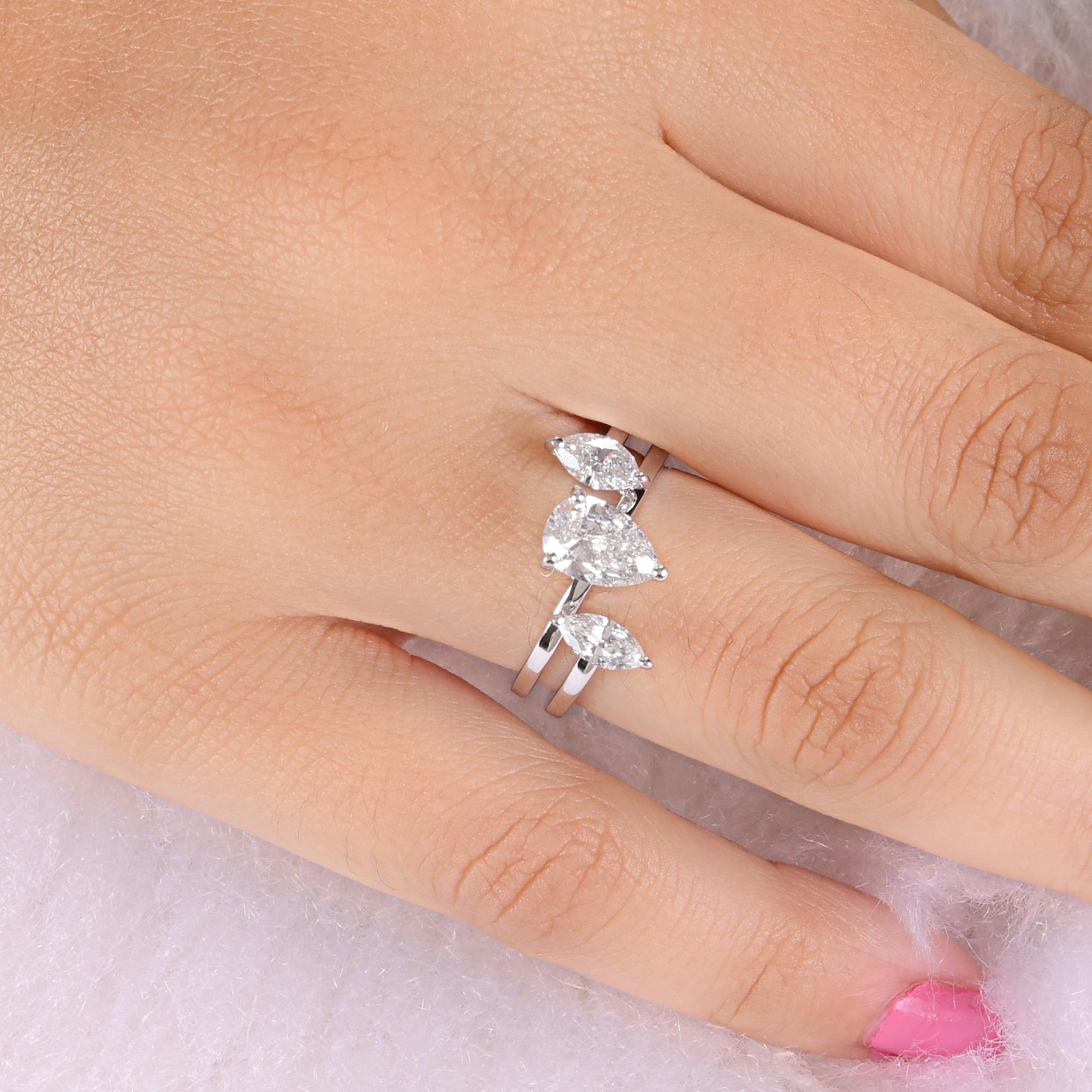 Taglio a goccia 1,53 Carati SI/H Pear Marquise Brilliante Cut Diamond Ring Oro bianco 18 carati in vendita