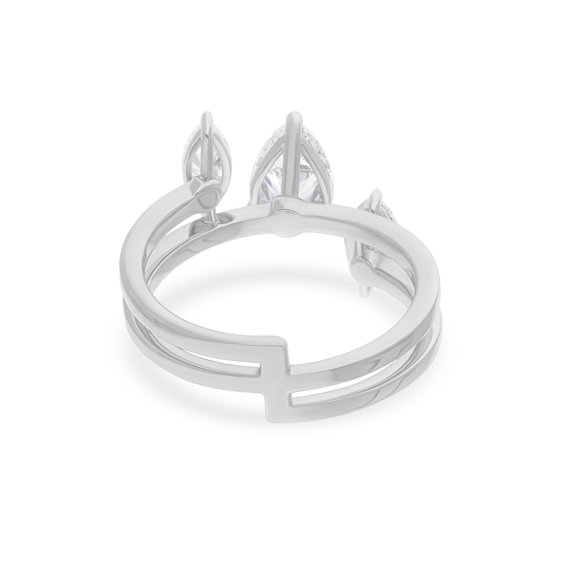 1,53 Carati SI/H Pear Marquise Brilliante Cut Diamond Ring Oro bianco 18 carati In condizioni Nuovo in vendita a Diera, Dubai