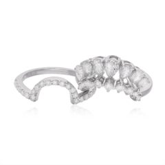 1.53 Carat SI/H Pear & Round Diamond Stackable Ring Set 18 Karat White Gold