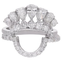 1,53 Karat SI/H Birnen- und runder Diamant-Stapelbarer Ring aus 18 Karat Weißgold