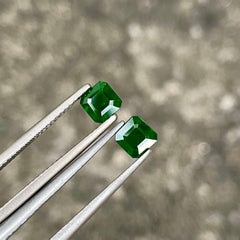 1.53 carats Green Demantoid Garnet Pair Asscher Cut Pakistani Gemstone