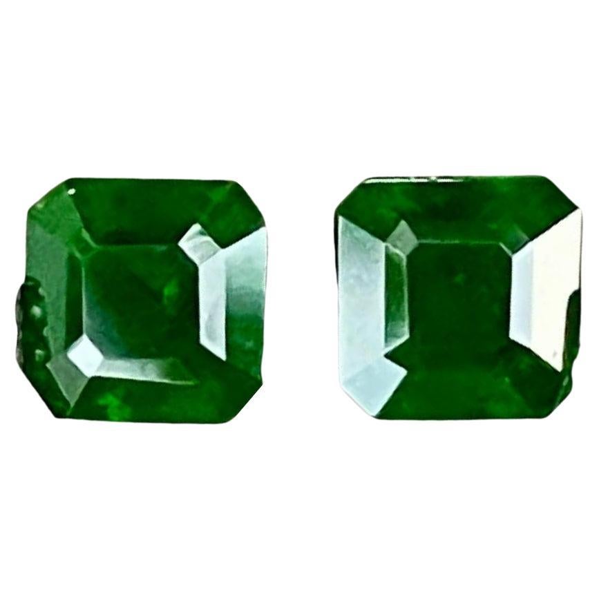 1.53 quilates Granate Demantoide Verde Pareja Talla Asscher Piedra preciosa paquistaní en venta