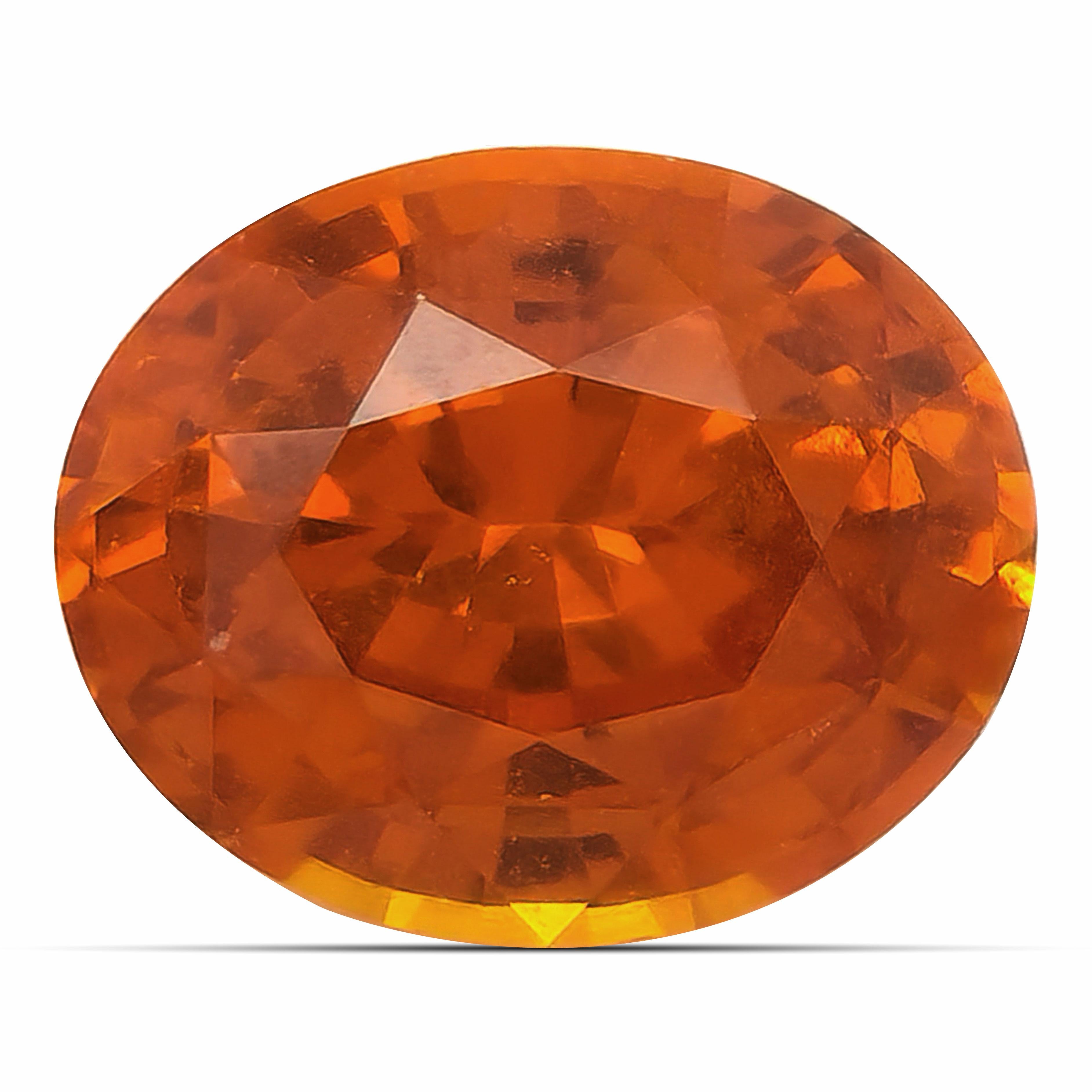 A bright orange, this oval cut Sapphire has a vivid pop of color. Mined in Srilanka, this heated gem comes with an excellent eye clean clarity and an unmatched sparkle, that will easily have you falling in love.

Identification: Natural Orange
