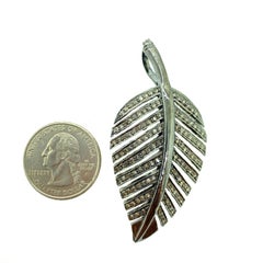 1.53 Carat Diamond Feather Pendant in Sterling Oxidized Silver