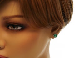 1.53 CT Natural Colombian Emerald 0.15 CT Diamonds 14K White Gold Stud Earrings