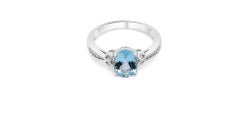 Oval Cut Aquamarine Fashion Ring In 925 Solid Sterling Silver(9x7) Gift For Her