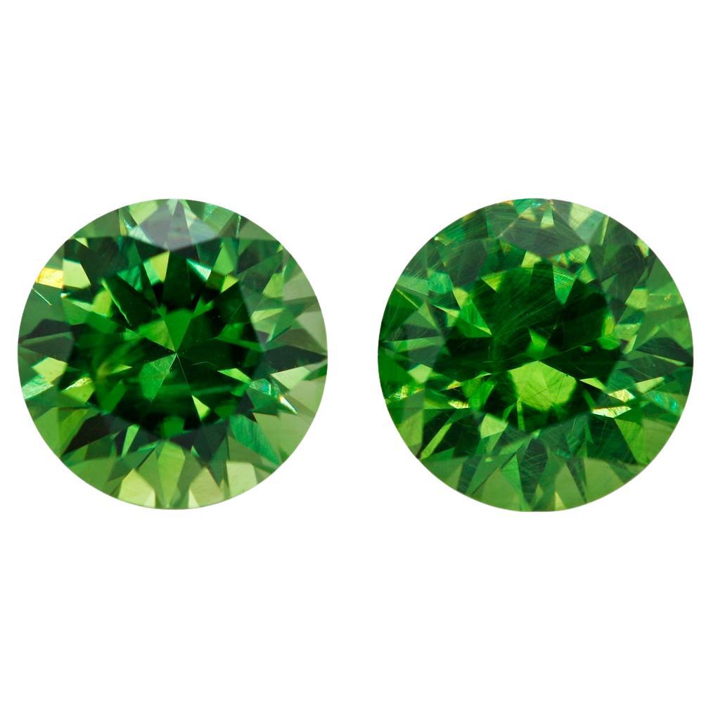 1.53 Carat Untreated Russian Demantoid Pair with Natural Horsetail Inclusion